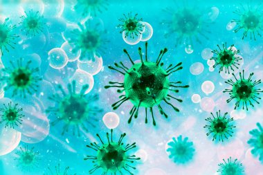 Coronavirus mikroskobik görüntüsü. 3d illüstrasyon