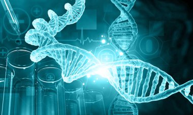 Bilimsel arka planda DNA yapısı. 3d illüstrasyon
