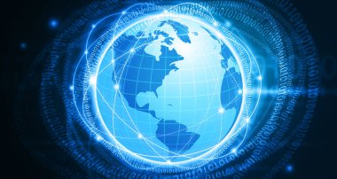 Küresel iletişim ağı kavramı. 3d illüstrasyon