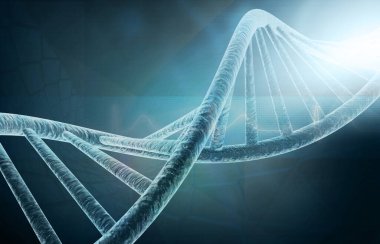 Bilim geçmişinde DNA ipliği var. 3d illüstrasyon