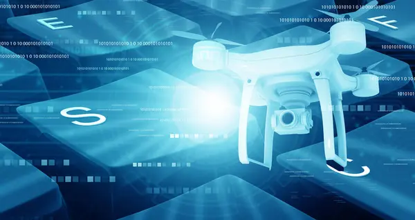 Modern drone under technology background. 3d illustration