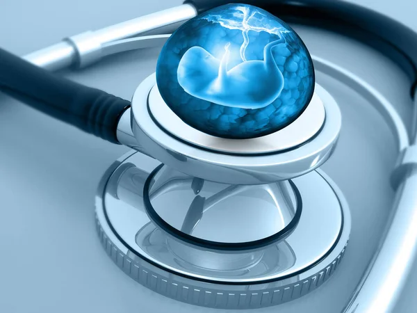 Stethoscope Human Fetus Illustration — Stock Photo, Image
