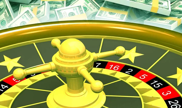 Roulette Hjul Med Dollarsedlar Illustration — Stockfoto