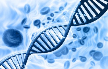 Tıbbi geçmişinde DNA yapısı var. 3d illüstrasyon