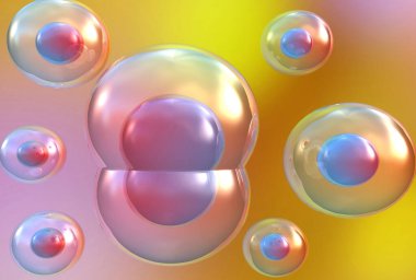 İnsan hücresinin mikroskobik görüntüsü. 3d illüstrasyon