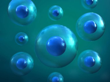 İnsan hücresinin mikroskobik görüntüsü. 3d illüstrasyon