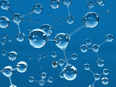 Moleküller arka plan mavisi. 3d illüstrasyon