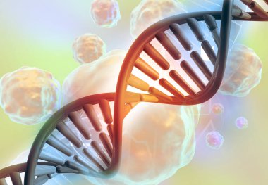 DNA ipliği bilimsel geçmiş. 3d illüstrasyon