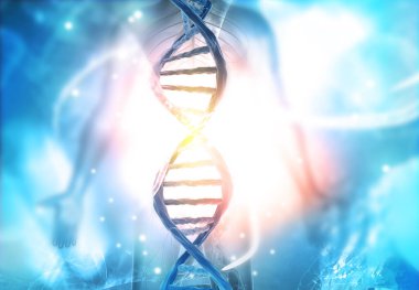 Soyut arka planda DNA ipliği. 3d illüstrasyon