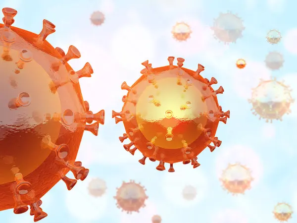 HIV virus on scientific background. 3d illustration