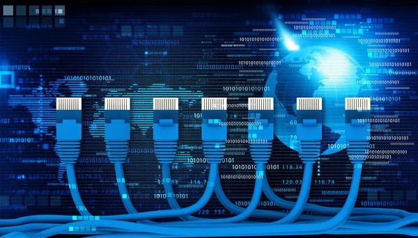 Teknoloji arka planında ağ kabloları. 3d illüstrasyon