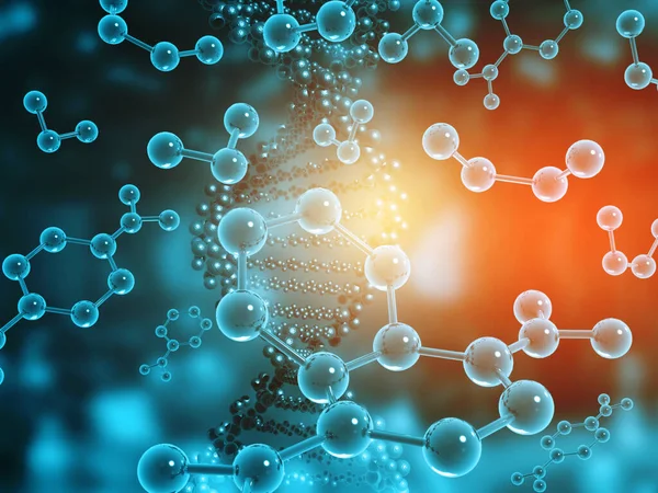 Abstract dna molecules background. 3d illustration