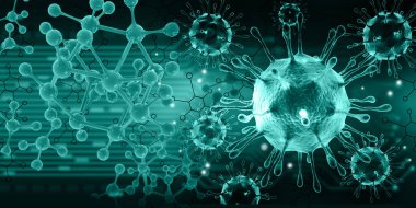 Virüs molekül arka planı. 3d illüstrasyon