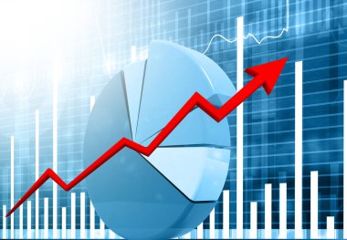 Borsa yatırım alım satım grafiği grafiği. 3d illüstrasyon