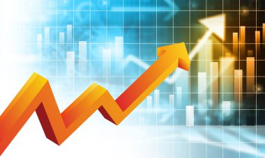 Stock market  chart with business arrow. 3d illustration		