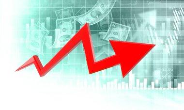 Stock market  chart with business arrow. 3d illustration	