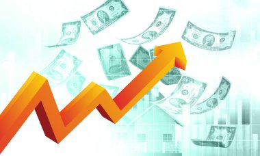 Stock market  chart with business arrow. 3d illustration	