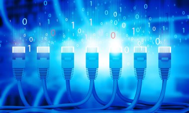 Network cable and optical fibers. 3d illustration		