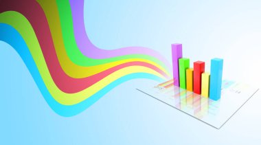 Business graph chart on blue background. 3d illustration	