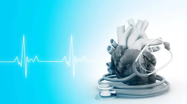 Human Heart Stethoscope Blue Medical Background Illustration — Stock Photo, Image