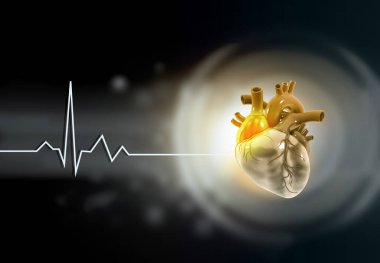 Human heart on abstract background. 3d illustration	