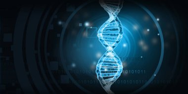 Dijital arka planda insan DNA 'sı. 3d illüstrasyon