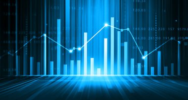 Stock market investment graph chart. 3d illustration	