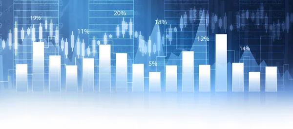 Stock market data graph. Stock exchange trading. 3d illustration