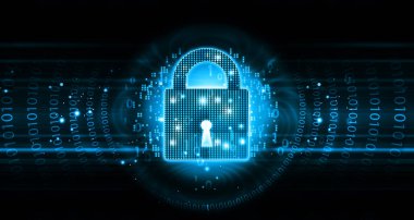 İnternet ve siber güvenlik kavramı. dijital teknoloji arka planı. 3d illüstrasyon