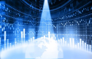 Finansal borsa büyüme grafiği. finansal yatırım konsepti. 3d illüstrasyon