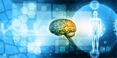 Teknoloji arka planında insan beyni. Yapay zeka teknolojisi. 3d illüstrasyon