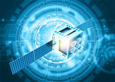 Soyut dijital teknoloji arkaplanının uydusu. 3d illüstrasyon