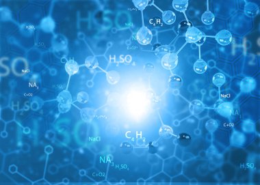 Soyut moleküllerin kimya geçmişi. 3d illüstrasyon