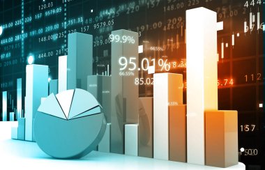 Borsa veya borsa ticaret grafiği. 3d illüstrasyon