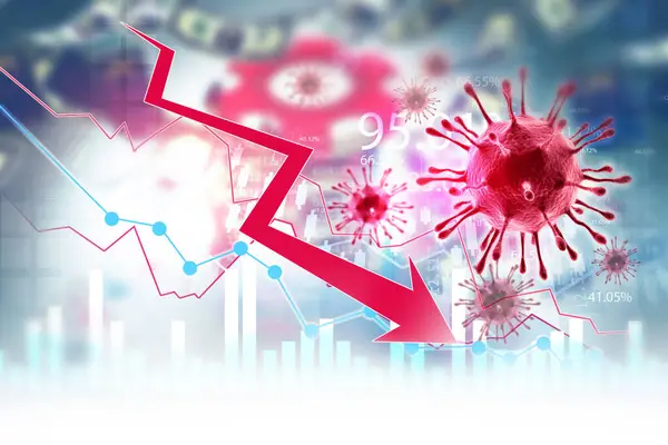 Covid Pandemic Affecting Stock Market Economy Illustration — Stock Photo, Image
