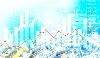Borsa grafiği ve dolar grafikleri. İş başarısı konsepti. 3d illüstrasyon