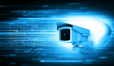 Modern CCTV güvenlik kamerası. Güvenlik sistemi konsepti. 3d illüstrasyon