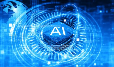 Yapay Zeka Konsepti. Al araştırma. AI Öğrenme ve Makine Öğrenme