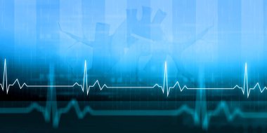 Kalp ekokardiyografi. Tıbbi geçmişi soyut. 3d illüstrasyon