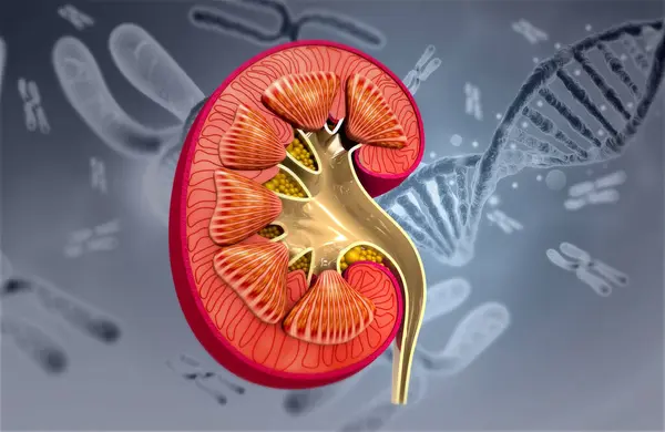 Mänsklig Njure Tvärsnitt Vetenskaplig Bakgrund Illustration — Stockfoto