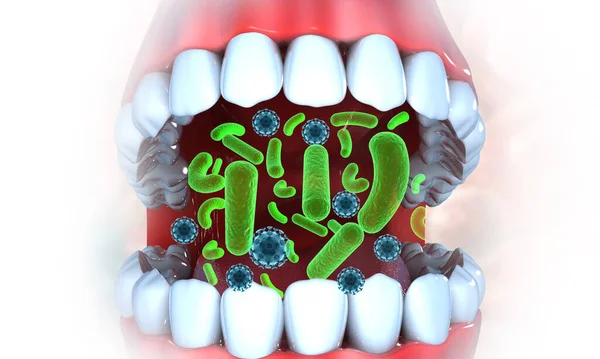 Ludzkie Usta Bakteriami Ilustracja — Zdjęcie stockowe