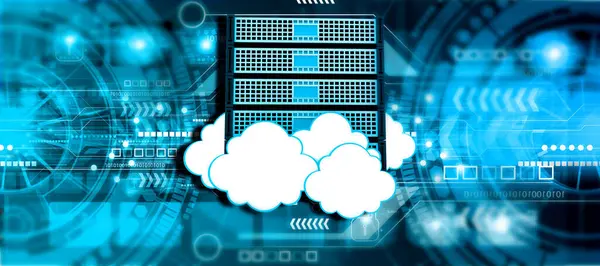 Cloud Computing Concept, Cloud server,  Cloud computing technology background. 3d illustrtion