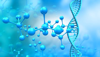 DNA moleküler yapılar oluşturur. 3d illüstrasyon