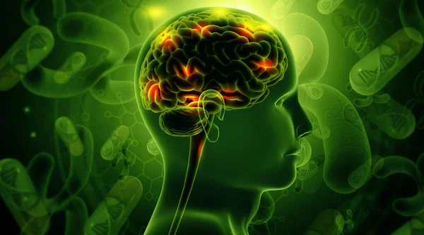 Human brain electrical impulses. Scientific background. 3d illustration