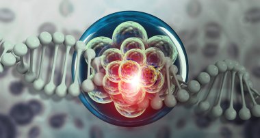 DNA yapısına sahip virüs hücreleri. 3d illüstrasyon