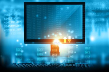 Bilgisayarlı borsa grafiği. 3d illüstrasyon