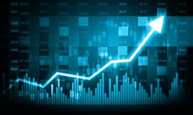 Borsa grafikleri ve finans verileri. 3d illüstrasyon