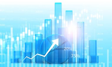 İşletme oku borsa başarısını gösteriyor. 3d illüstrasyon