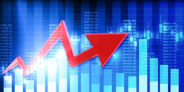 İş grafiği çizelgesi iş başarısını gösteriyor. 3d illüstrasyon