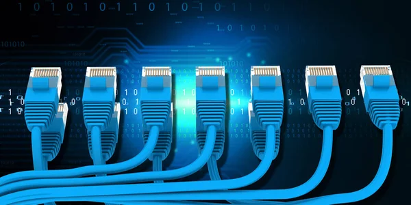 Internet cables on tech background. 3d illustration